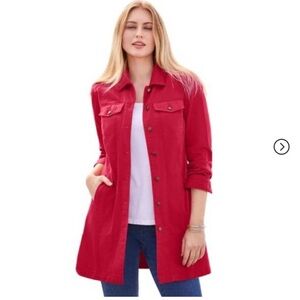 Jessica London Women’s Plus Size Long Denim Jacket Size 28W